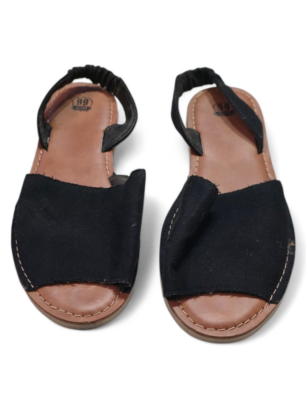 Route 66 Black Open-Toe Slingback Sandals for Women.
